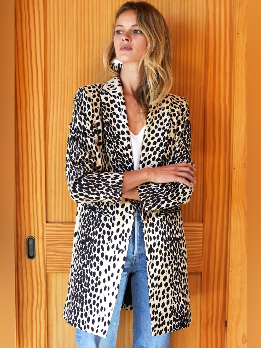 Wingtip Blazer Coat — Leopard